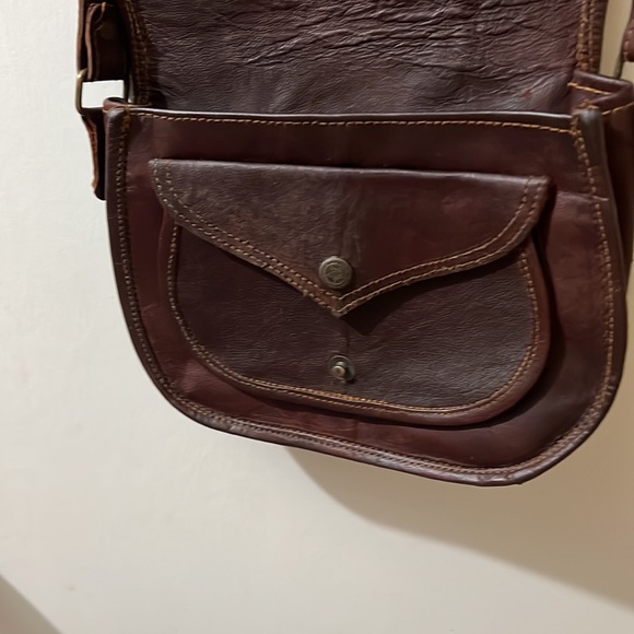 Dark brown leather over the shoulder bag - Picture 3 of 7